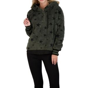 PJ Salvage Women's Plush Printed Faux Fur 1/4 Zip Pullover Hoodie